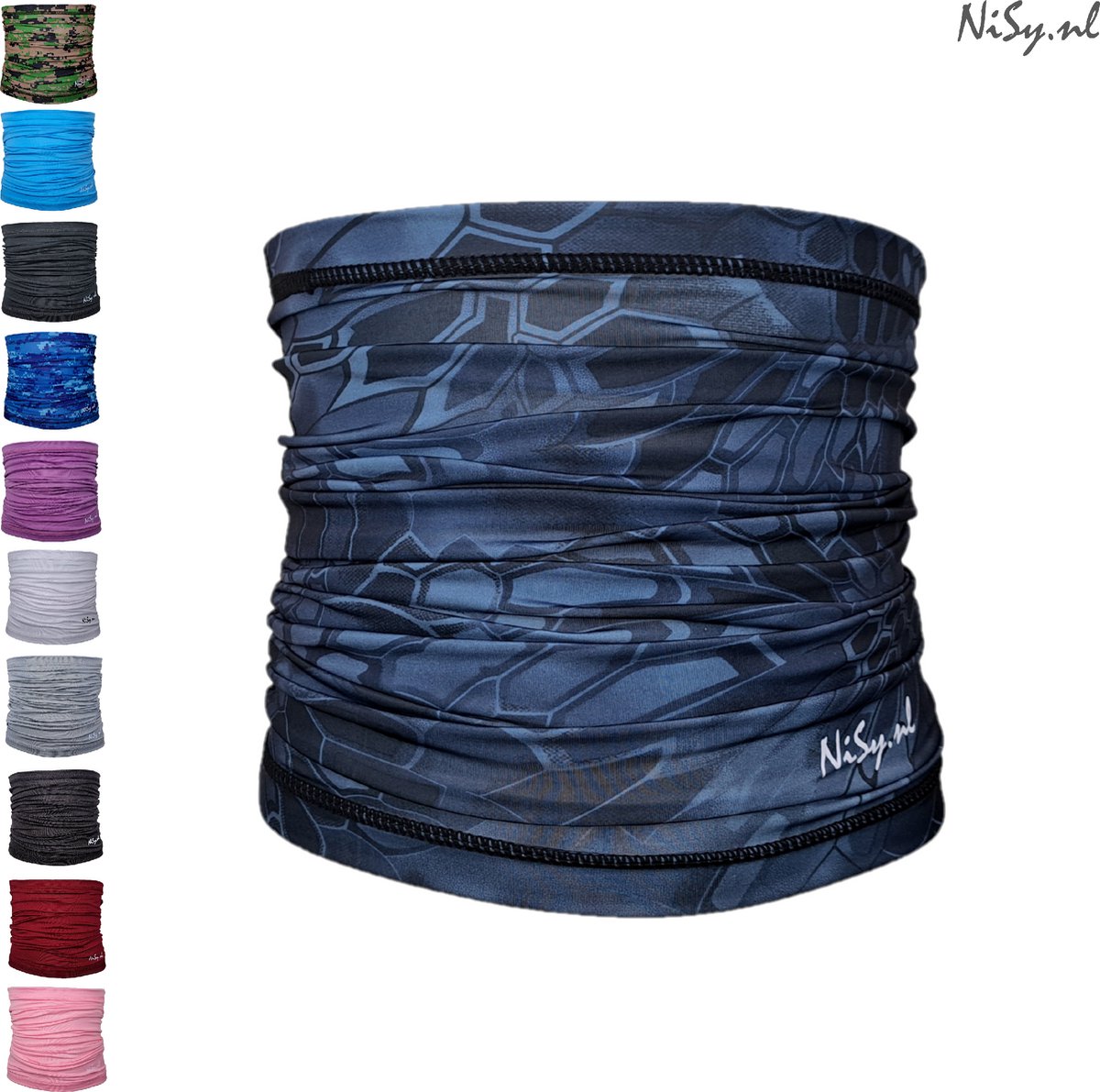 NiSy.nl Multifunctionele Nekwarmer | Sjaal | Bandana | Sporten | Unisex | One Size | Tech Blue