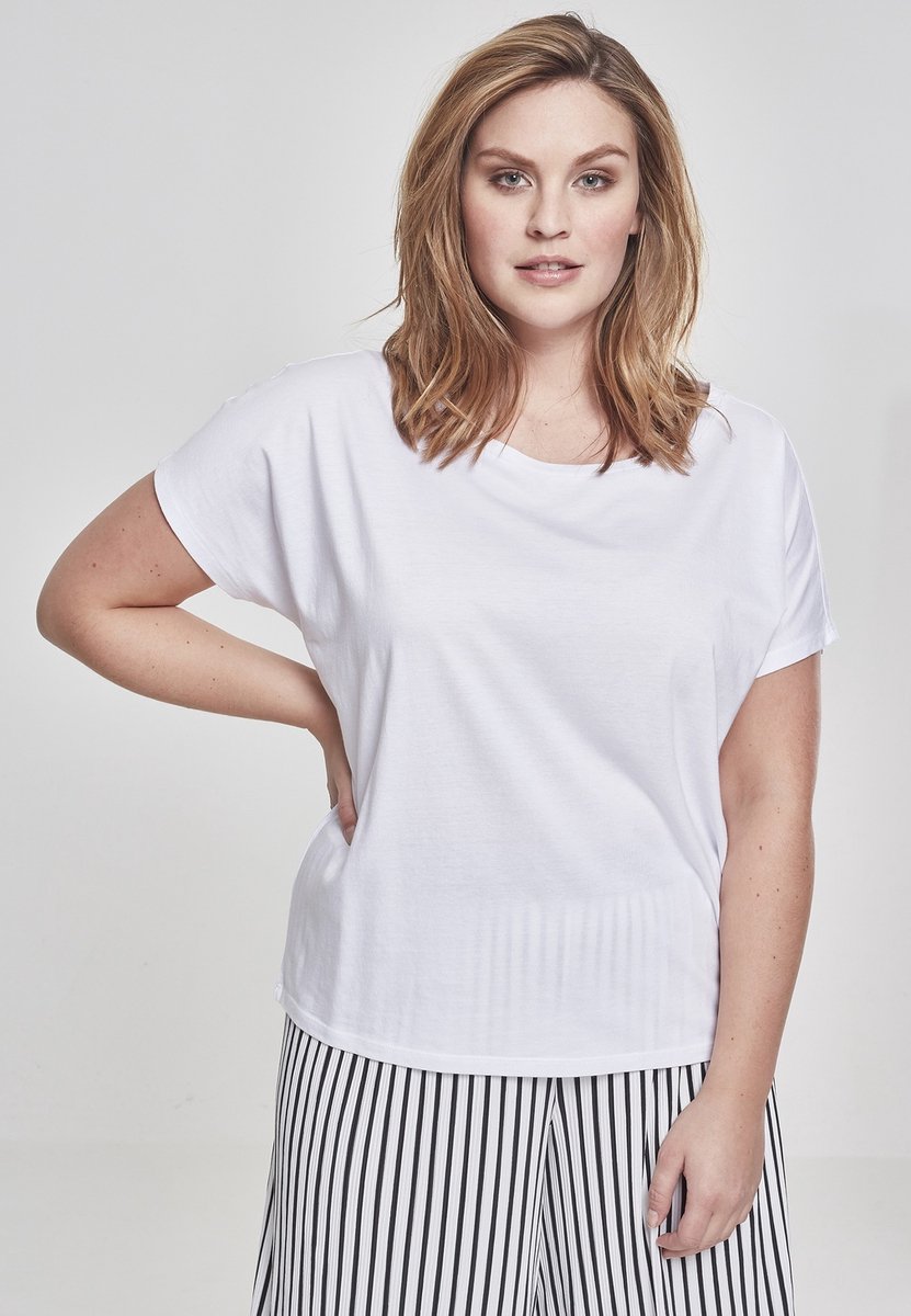 Urban Classics Dames Tshirt -4XL- Basic Drop Wit