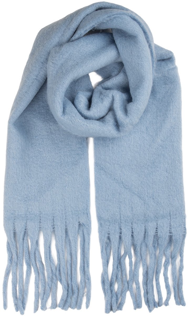 Clayre & Eef Wintersjaal Dames 40x190 cm Blauw Textiel