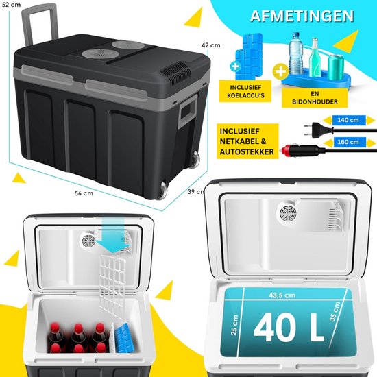 CLVP® Koelbox - Elektrische Koelbox 12 en 230 Volt - Koeltas Auto - Zwart van CLVP® — afbeelding 2