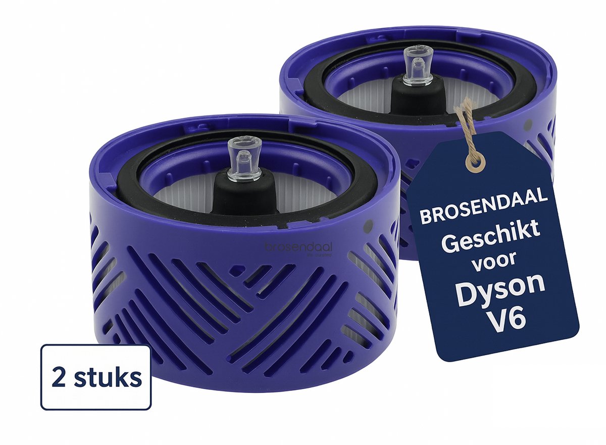 Brosendaal V6 Postfilter - Geschikt voor Dyson V6 Steelstofzuiger - SV03 SV05 SV06 SV07 - Wasbaar HEPA Filter - 2 stuks