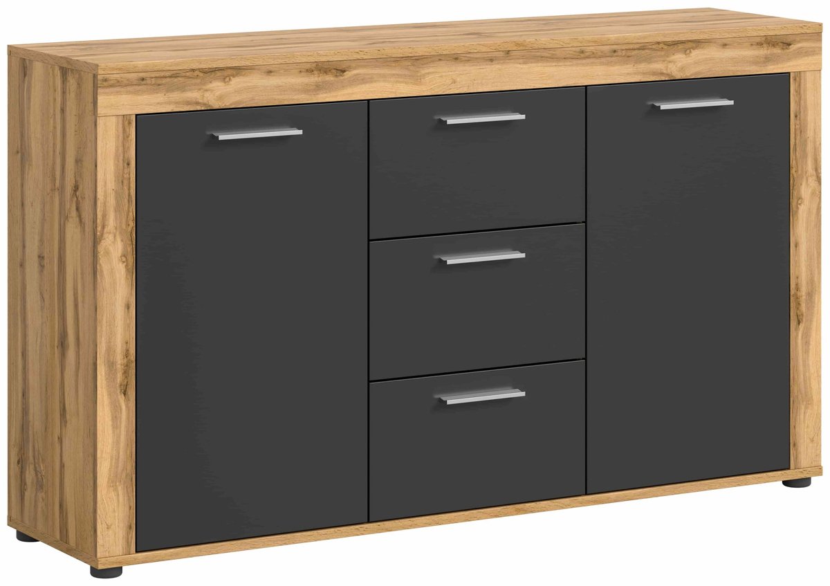 Furnilux Jam Sideboard grijs melamine Wotan Eiken NB - 35x125x80cm grijs, eiken