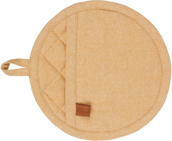 Cosy & Trendy Pannenlap Stoff Amber Gold Ø 20 cm - Katoen - Gemaakt In India - Isolerend
