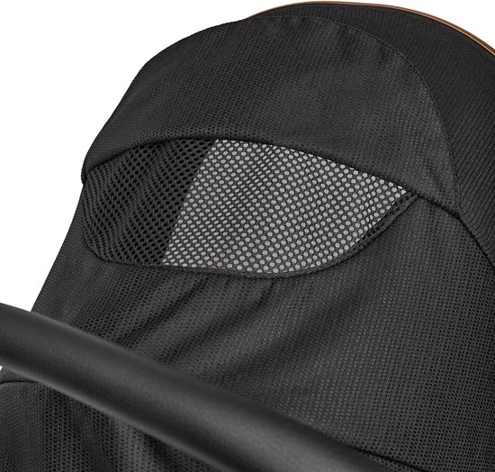 BRONEA® EXQUISE 2.0 Luxe multi-functionele kinderwagen 3 in 1 incl. Autostoel - MATRAS, Buggy, Luiertas, Voetenwarmer, Regenhoes, Muggen net & Zonneklep - goud/zwart van Merkloos — afbeelding 4