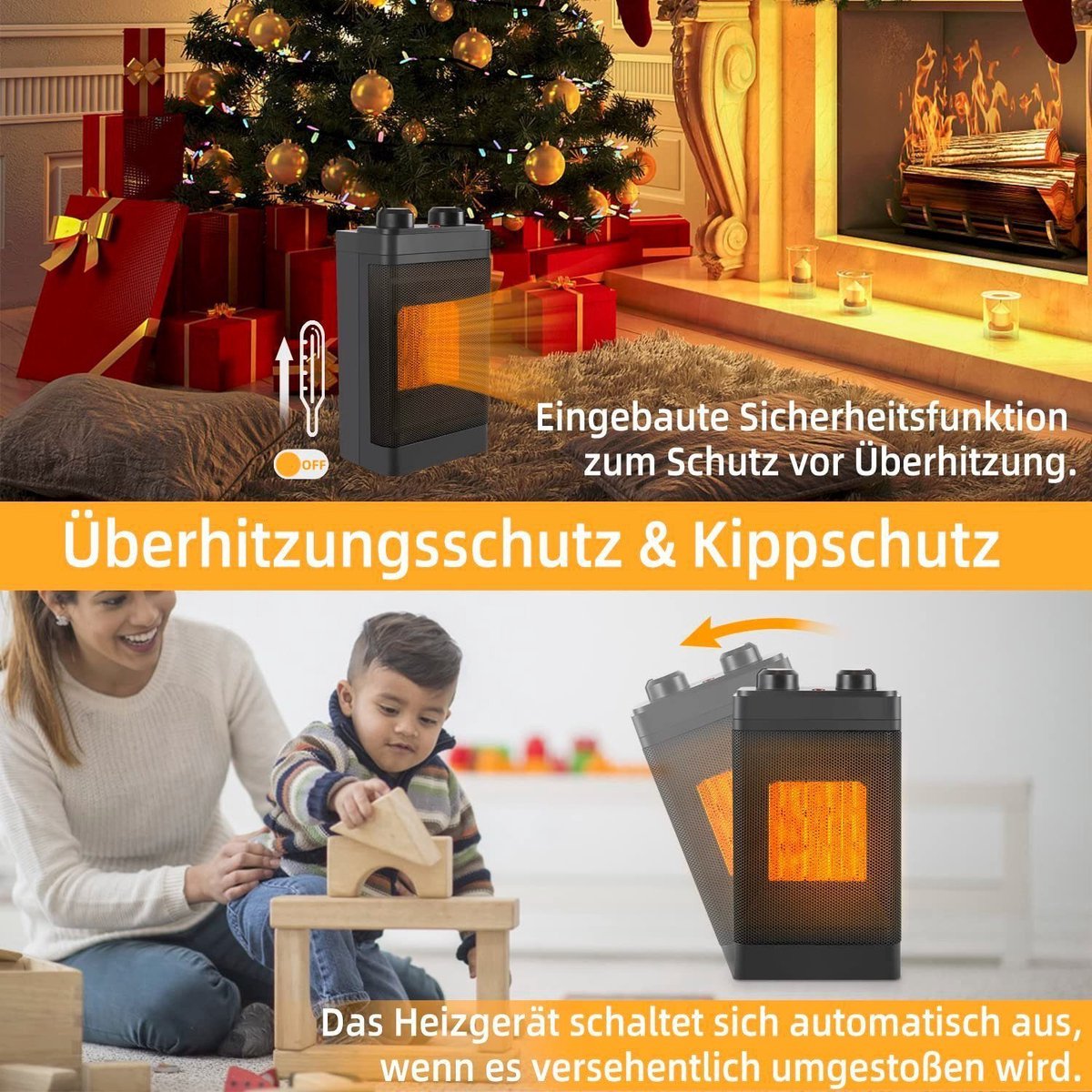 NETTLIFE Elektrische Kachel - Keramische Ventilatorkachel - 1500W - Keramische Kachel - Heater - 70° Draaifunctie - Elektrische Verwarming - 3 Standen - Zwart – foto 6