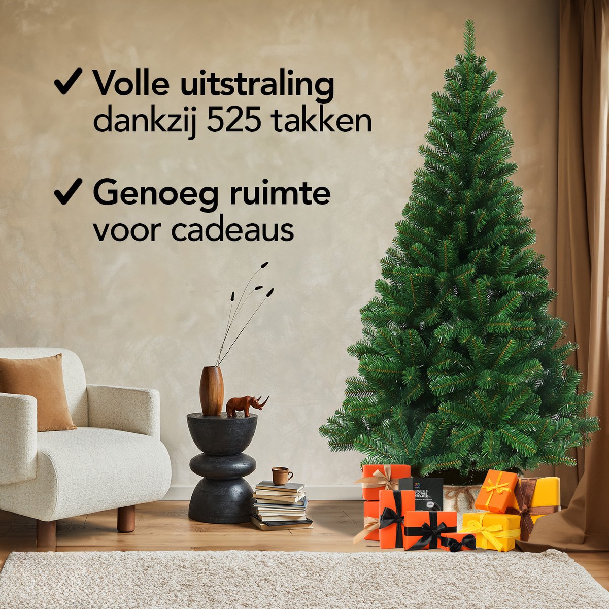 Nordlandia Kunstkerstboom - 180 cm - Realistische Kunststof Kerstboom - Metalen Standaard - Zonder Verlichting - Groen – foto 3