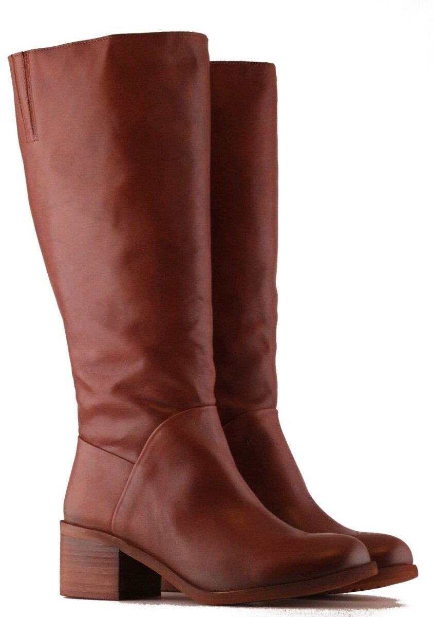 Jilsen Dames Laarzen Brede Schacht en Laarzen Brede Kuiten Tiffany in Chestnut Kuitomtrek 48 cm, schoenmaat 41