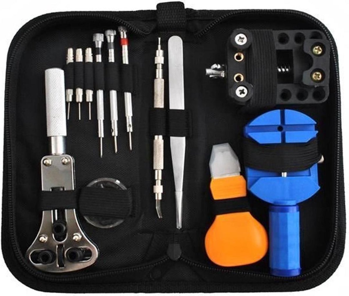 Complete Horlogemaker Gereedschapset - Horloge Reparatie Set met Schroevendraaiers, Horlogekast Opener Horlogeband Inkorter - Inclusief Etui