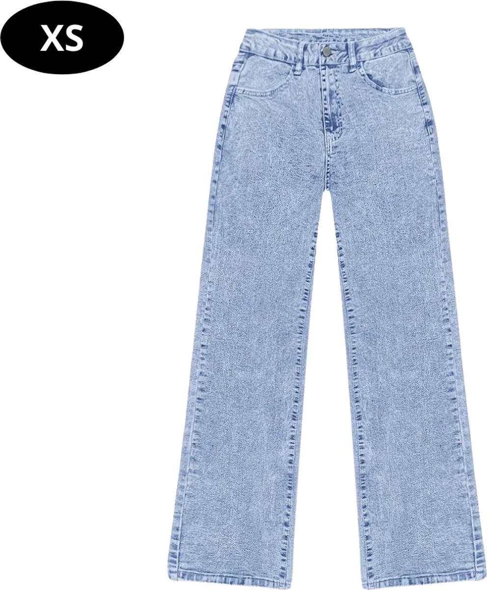 Bovista Lange Broek Dames Spijkerbroek Broeken Spijker Pants Jeans Trouser High Waisted Straight Leg Blauw