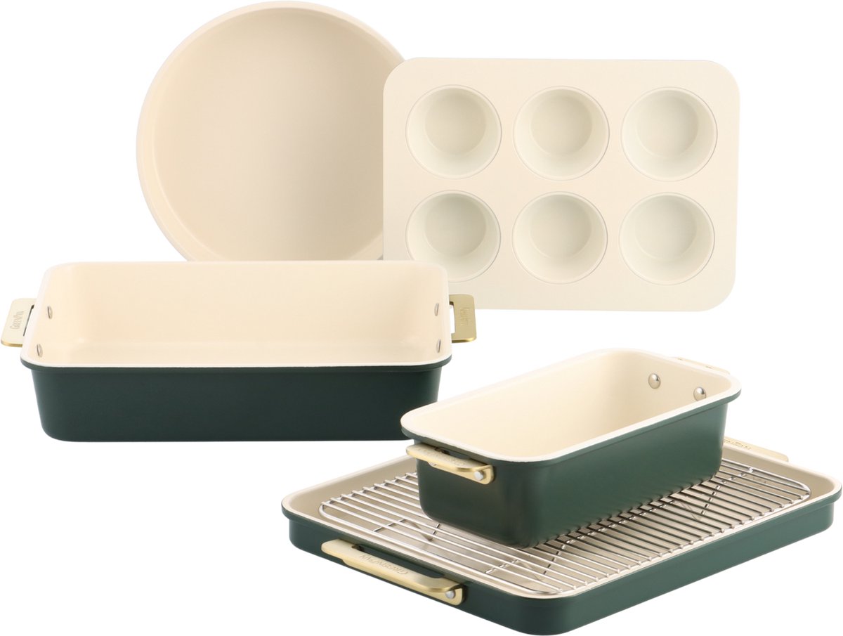 Greenpan Padova Reserve Bakeware Bakset - 6-delig Keramisch - Groen - PFAS-vrij