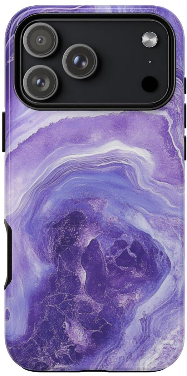 Paarse Marmerstructuur – Glanzend Stevig Hoesje Geschikt voor iPhone 17 Pro Max
