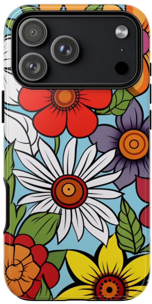 Kleurrijk Bloemenpatroon – Telefoonhoesje Geschikt voor iPhone 17 Pro Max
