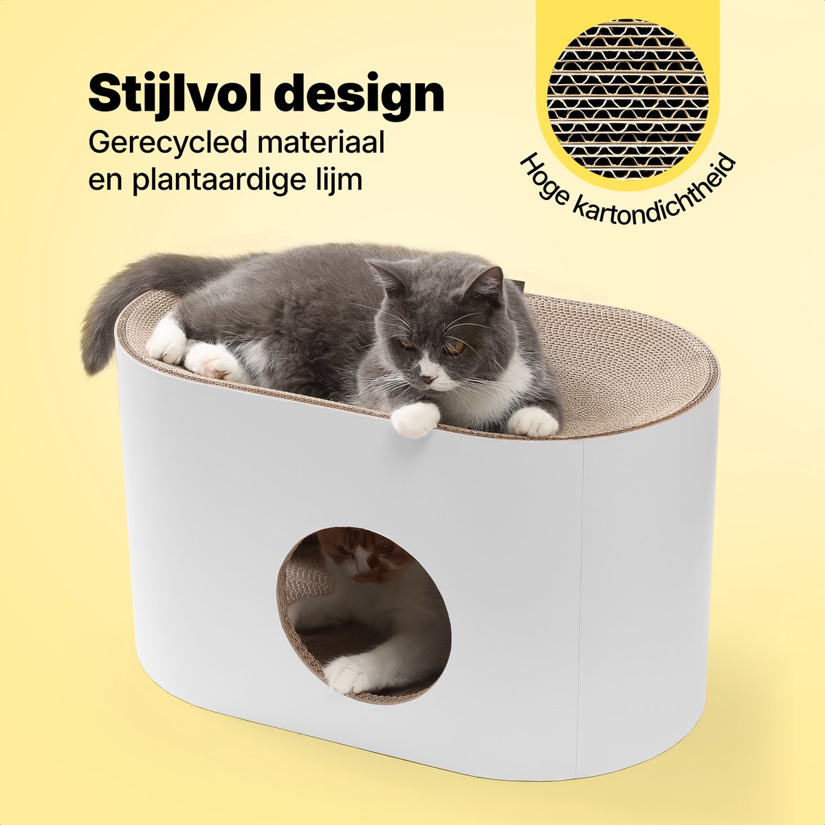 Jake and Jacky Krabkarton voor Katten - Kattenhuis Karton - Krabpaal Karton - Krabmand - Krabplank - Krabmeubel - Kartonnen Krabmat - Kattenmand - Kattenbed - 60x34x34cm – foto 4