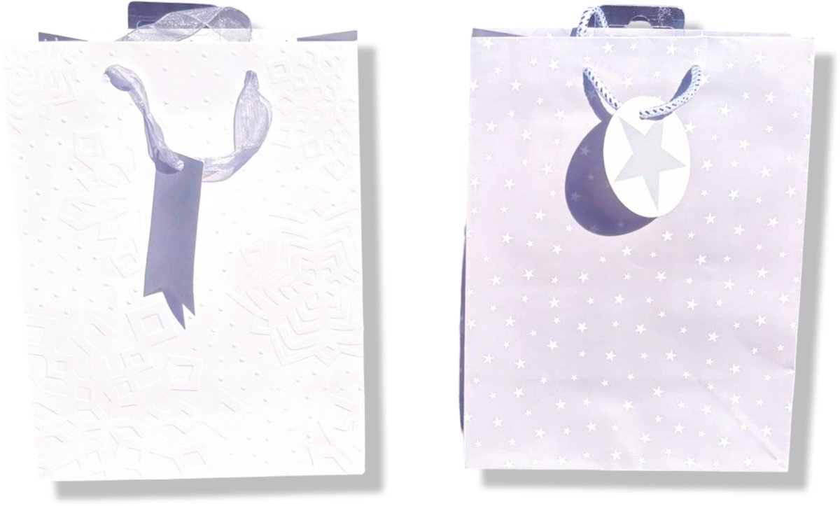 4 Luxe Kerst Cadeautasjes A5 formaat 23x18x9cm - Kerst Papieren cadeautasjes met Full-color bedrukking