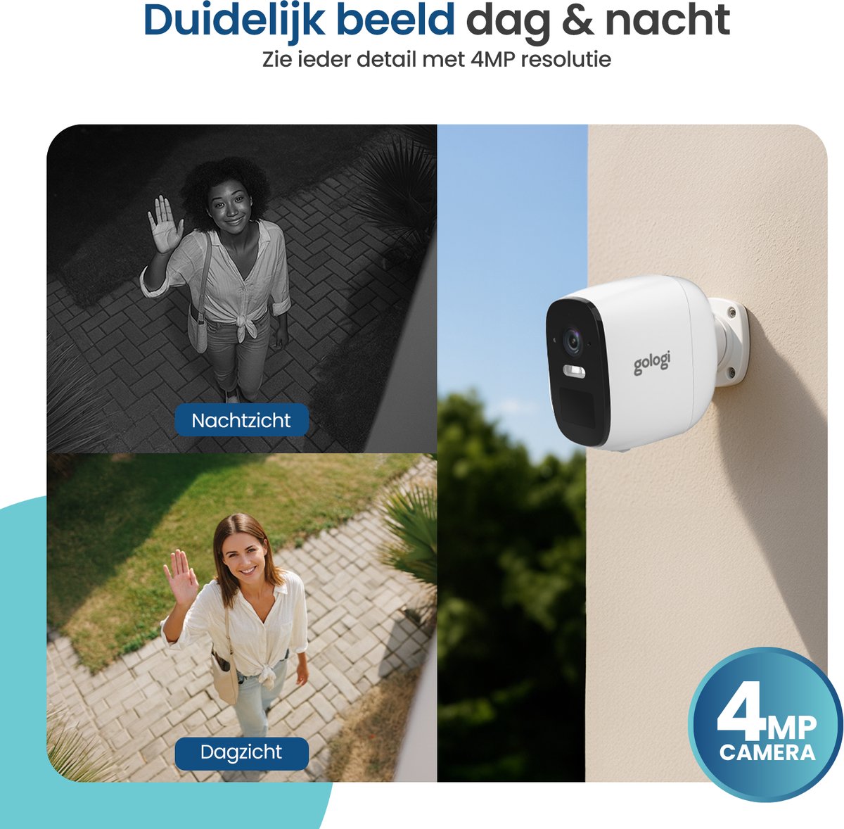 Gologi Beveiligingscamera Draadloos Buiten - 2.5K HD 4MP - afbeelding 3