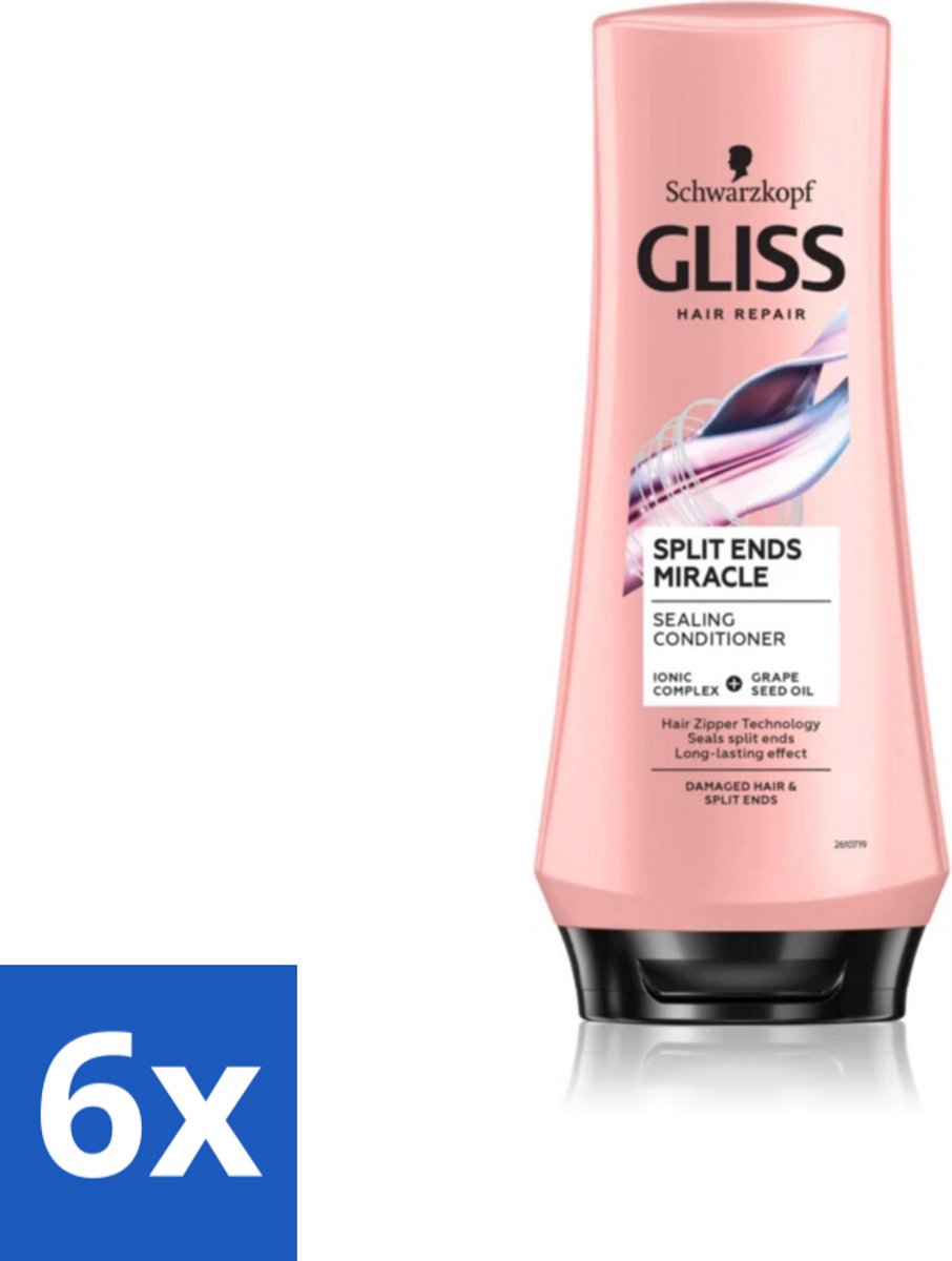 6 x Gliss - Hair Repair - Conditioner Split Hair Miracle tegen Gespleten Haarpunten - 200 ml - Haar Conditioner - Gespleten Haarpunten - Haar Herstel - Haarverzorging - Druivenpitolie