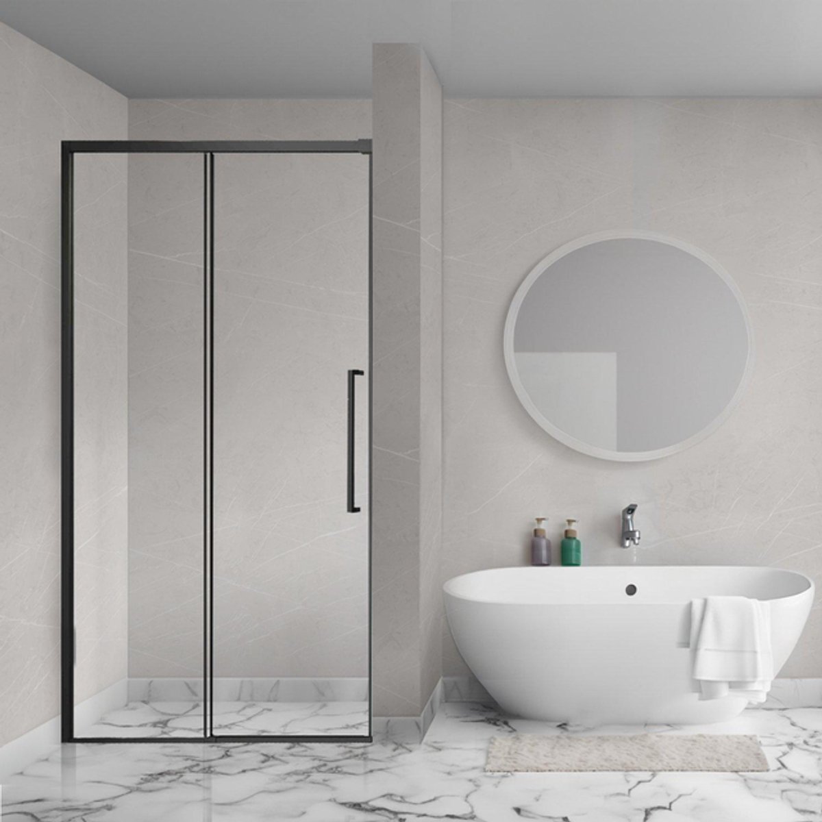 Aqua Vista Lokla Linea nisdeur - 140x200cm - incl. montageset - zwart mat