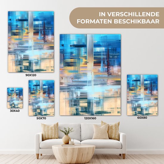 Toile - Peinture - Abstrait - Couleurs - Blauw - Peinture à l'huile - 30x40 cm - Décoration d'intérieur - Décoration Décoration murale