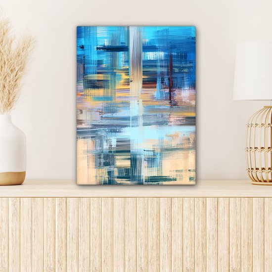 Toile - Peinture - Abstrait - Couleurs - Blauw - Peinture à l'huile - 30x40 cm - Décoration d'intérieur - Décoration Décoration murale