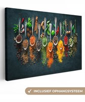 Peinture sur toile 60x40 cm - Décoration murale Cuillères - Herbes - Coloré - Épices - Accessoires de Décoration murale - Décoration murale de Cuisine - Peintures sur toile