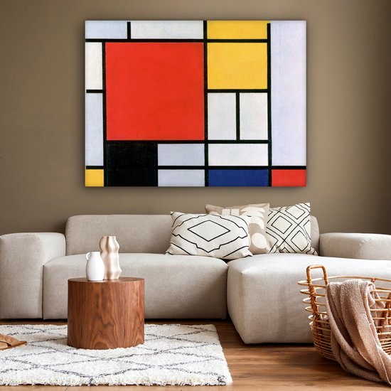 Toile Peinture Art - Mondrian - Maîtres Anciens - 160x120 cm - Décoration murale XXL