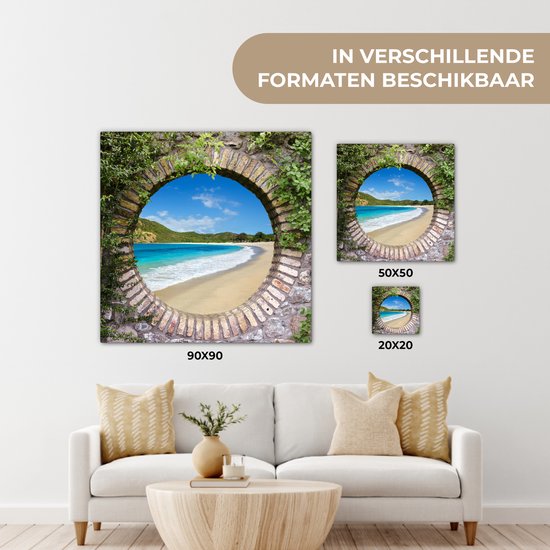 Tableau sur toile 20x20 cm - Décoration murale Plage - Mer - Vue - Décoration murale salon - Décoration chambre - Accessoires chambre - Peintures