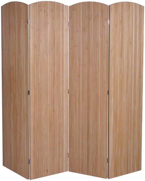Bamboe scherm HWC-O30, ruimteverdeler, scheidingswand, inkijkbescherming, inklapbaar, 4 panelen, 170 x 162 cm