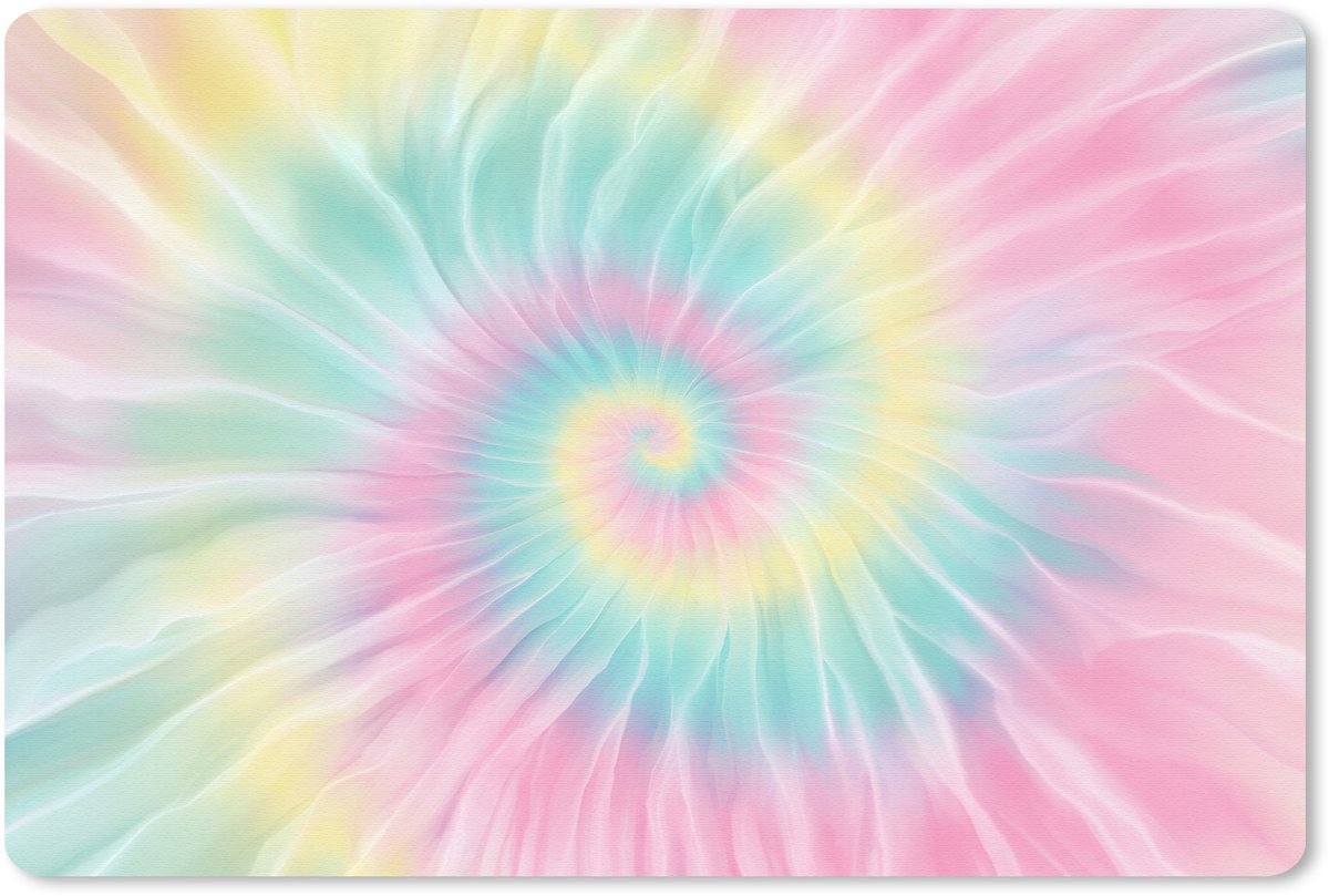 Muismat 27x18 cm - Mousepad Pasteltinten - Tie dye - Roze - Muismatten