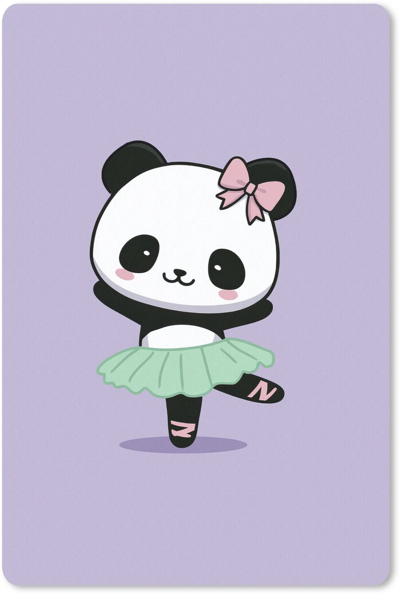 Muismat 18x27 cm - Mousepad Panda - Paars - Sierlijk - Kawaii - Muismatten