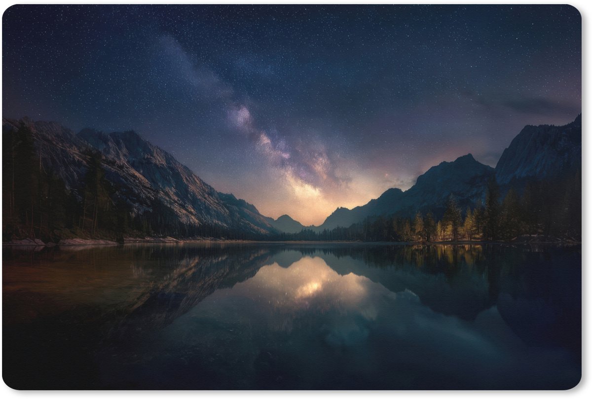 Muismat XXL 120x80 cm - Bureau onderlegger - Bureau mat Kristalhelder meer - Bergen - Bergen - Bureaumat - Gaming mousepad xl - Bureaulegger groot - Computer deskmat