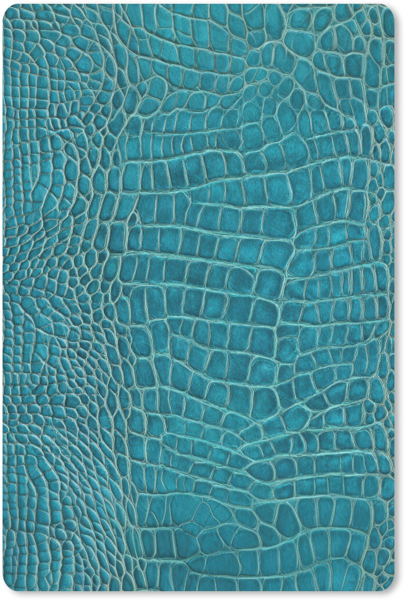 Muismat 18x27 cm - Mousepad Krokodillenleertextuur - Blauw - Exotisch - Muismatten