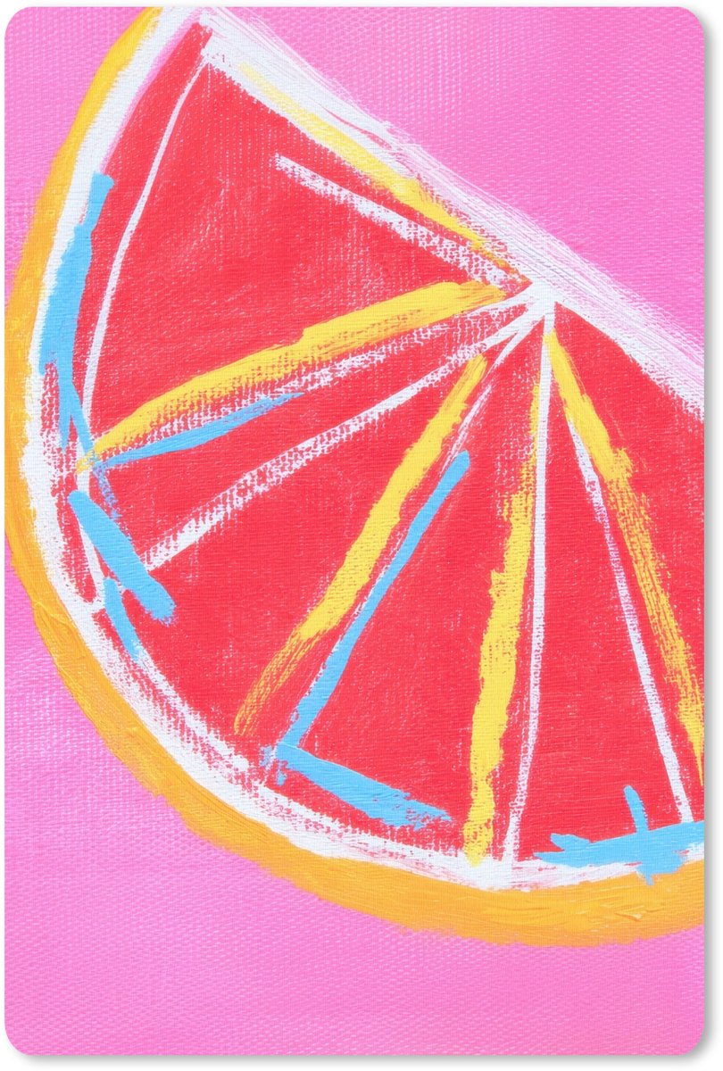 Muismat 18x27 cm - Mousepad Grapefruit - Geschilderd - Roze - Strepen - Muismatten