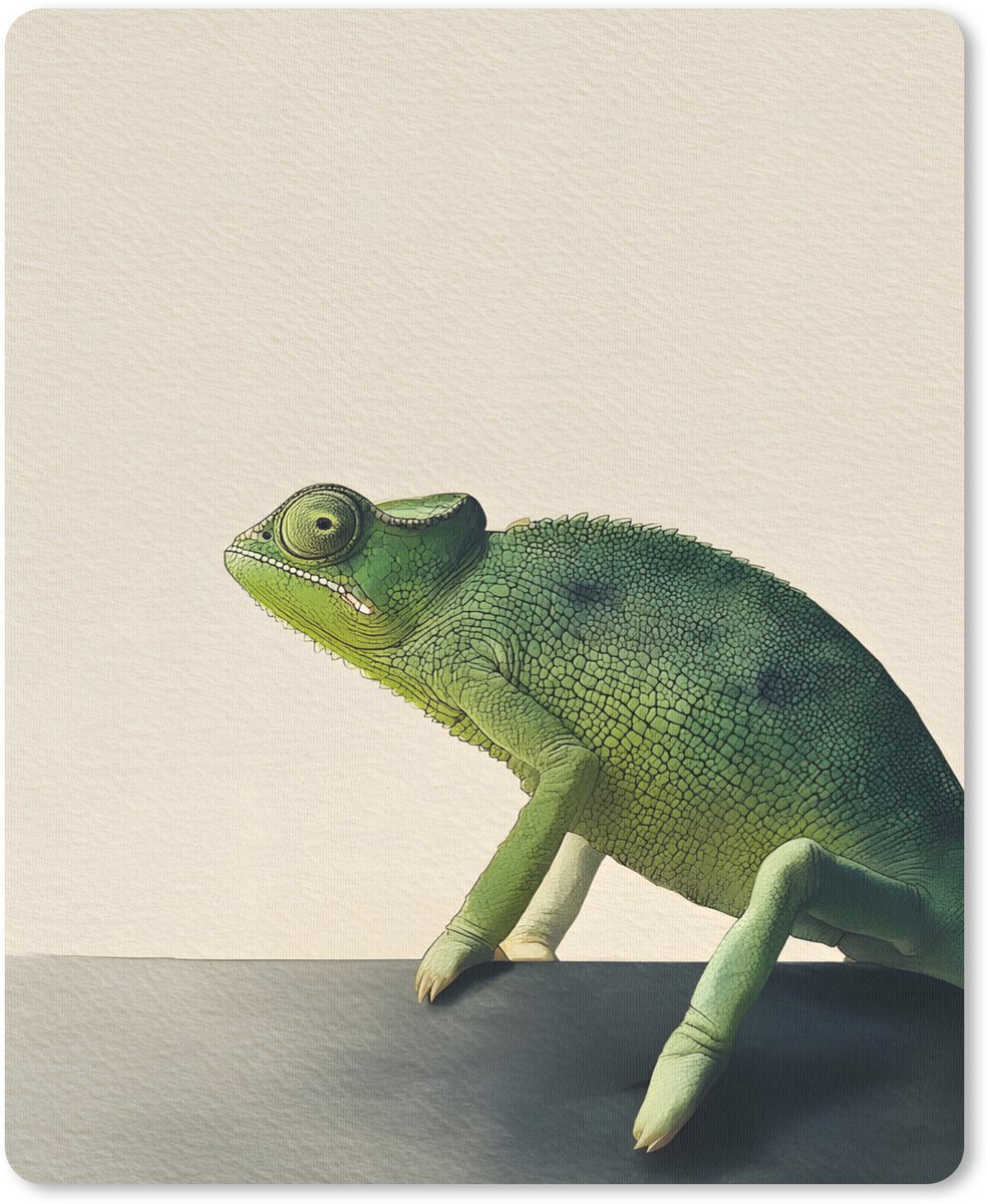 Muismat 19x23 cm - Mousepad Kameleon - Groen - Minimalistisch - Muismatten