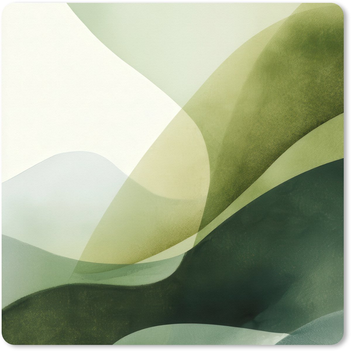 Muismat XXL 80x80 cm - Bureau onderlegger - Bureau mat Golven - Abstract - Lichtgroen - Sierlijk - Bureaumat - Gaming mousepad xl - Bureaulegger groot - Computer deskmat