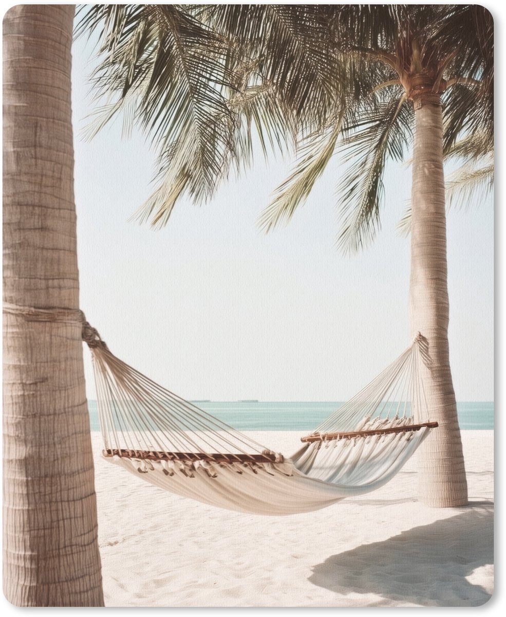 Muismat 19x23 cm - Mousepad Hangmat - Palmbomen - Strand - Zee - Muismatten