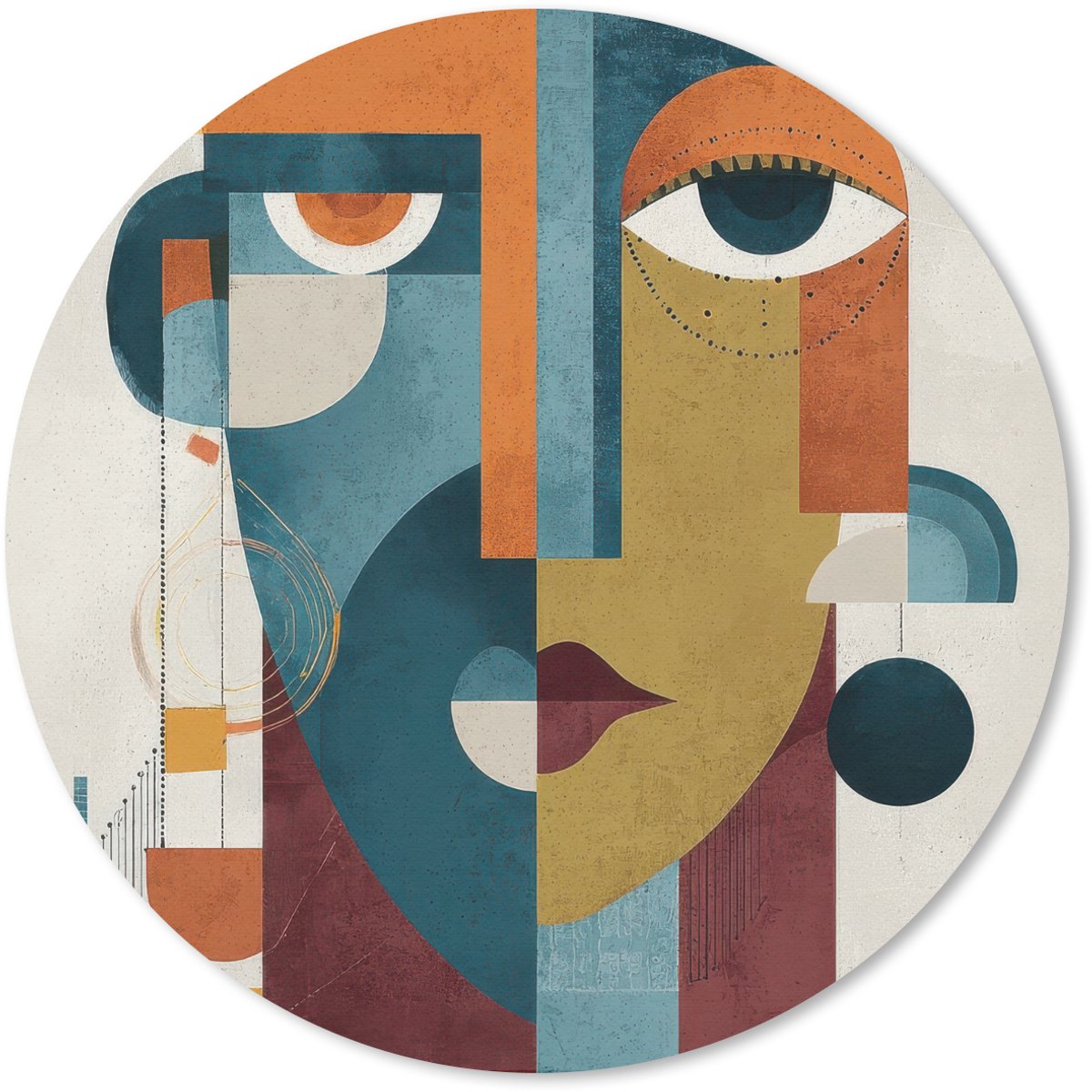 Muismat rond 40x40 cm - Mousepad Geometrisch - Strakke vormen - Kleurrijk - Ronde muismatten