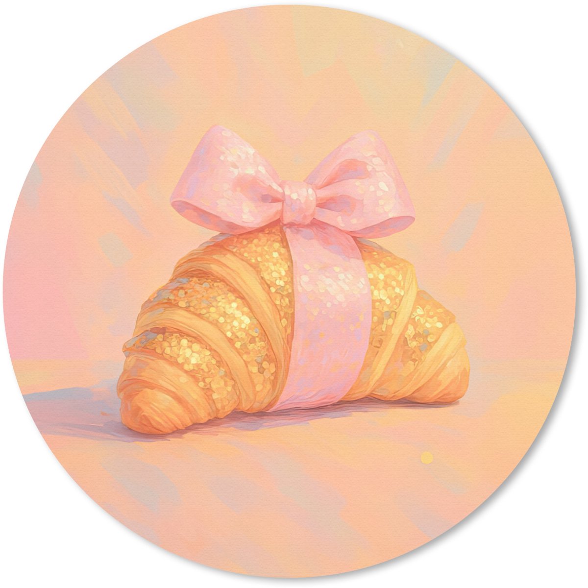 Muismat rond 30x30 cm - Mousepad Croissant - Strik - Roze - Ronde muismatten