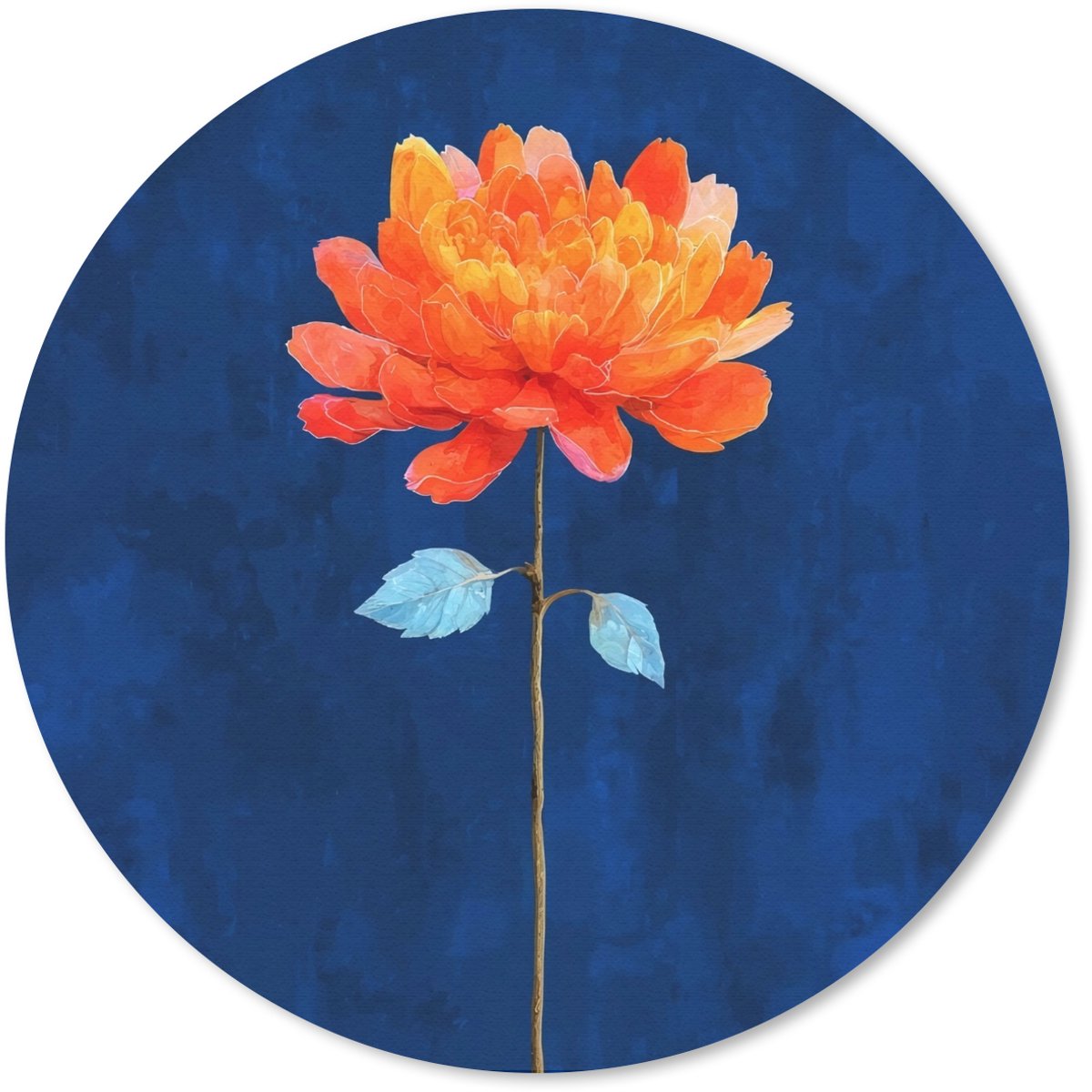 Muismat rond 20x20 cm - Mousepad Bloem - Oranje - Bladeren - Ronde muismatten
