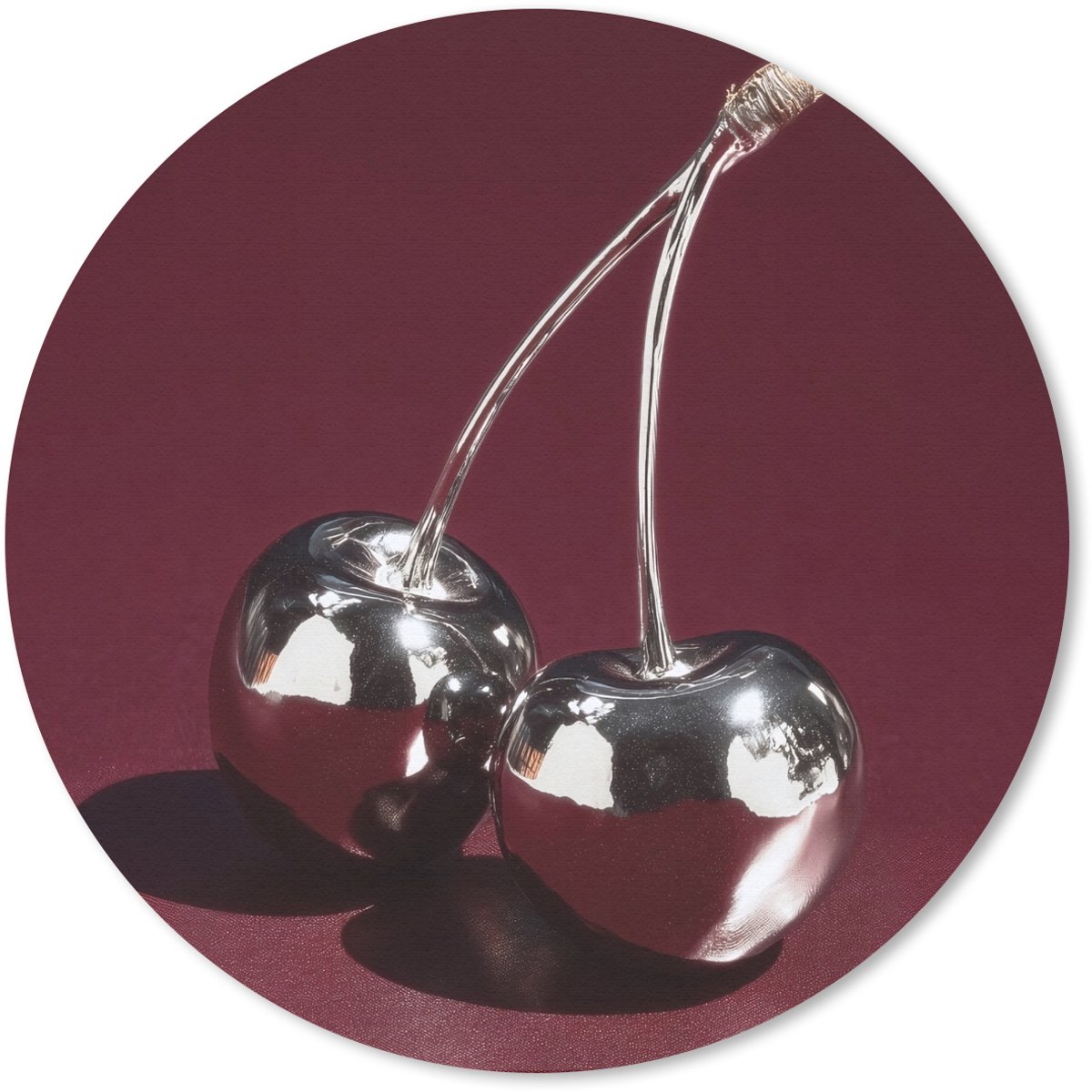 Muismat rond 30x30 cm - Mousepad Kersen - Glanzend - Bordeaux - Ronde muismatten
