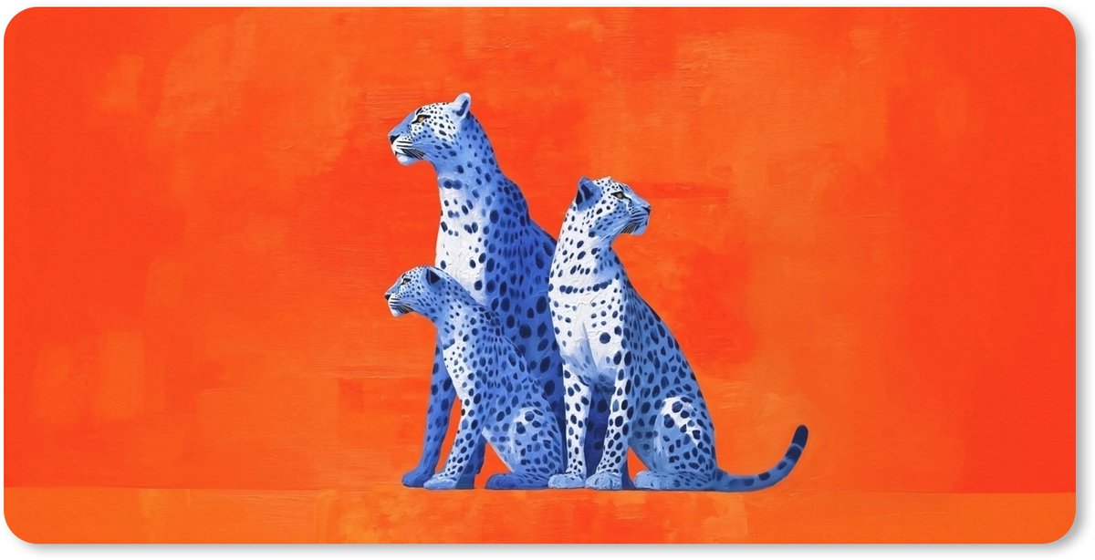 Muismat XXL 120x60 cm - Bureau onderlegger - Bureau mat Luipaarden - Stippen - Oranje - Bureaumat - Gaming mousepad xl - Bureaulegger groot - Computer deskmat