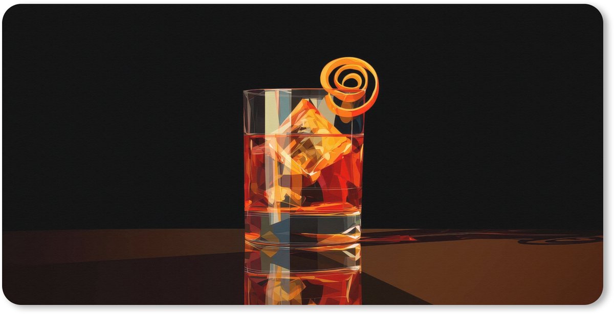 Muismat XXL 120x60 cm - Bureau onderlegger - Bureau mat Glas - Ijsblokjes - Drinken - Bruin - Bureaumat - Gaming mousepad xl - Bureaulegger groot - Computer deskmat