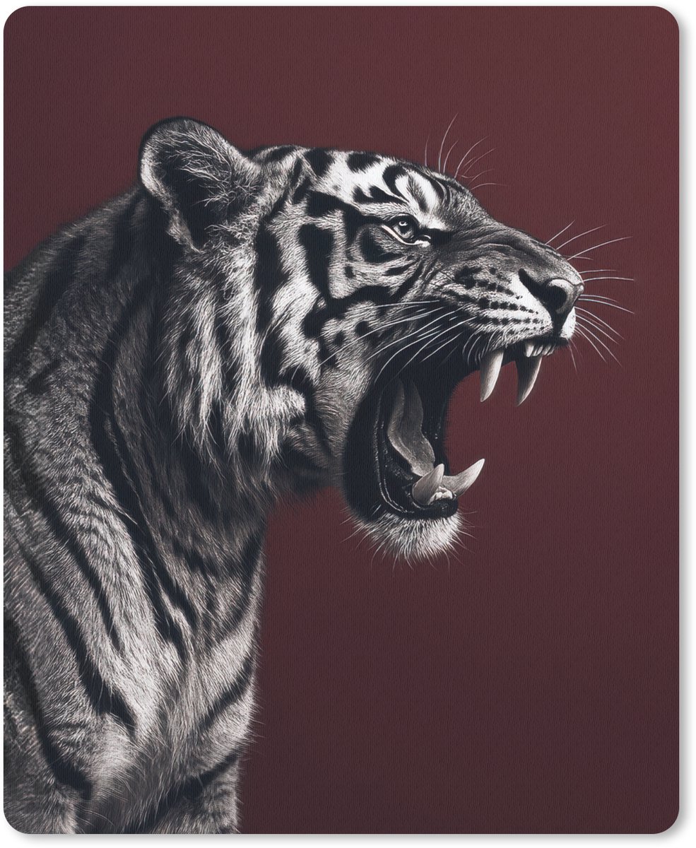 Muismat 19x23 cm - Mousepad Tijger - Brult - Bordeaux - Muismatten