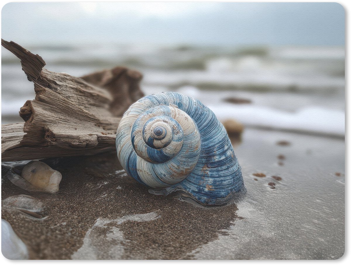 Muismat 23x19 cm - Mousepad Schelp - Strand - Blauw - Zee - Muismatten