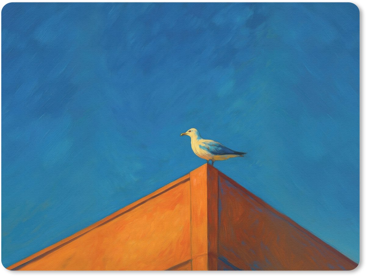 Muismat 23x19 cm - Mousepad Meeuw - Gebouw - Lucht - Geschilderd - Muismatten