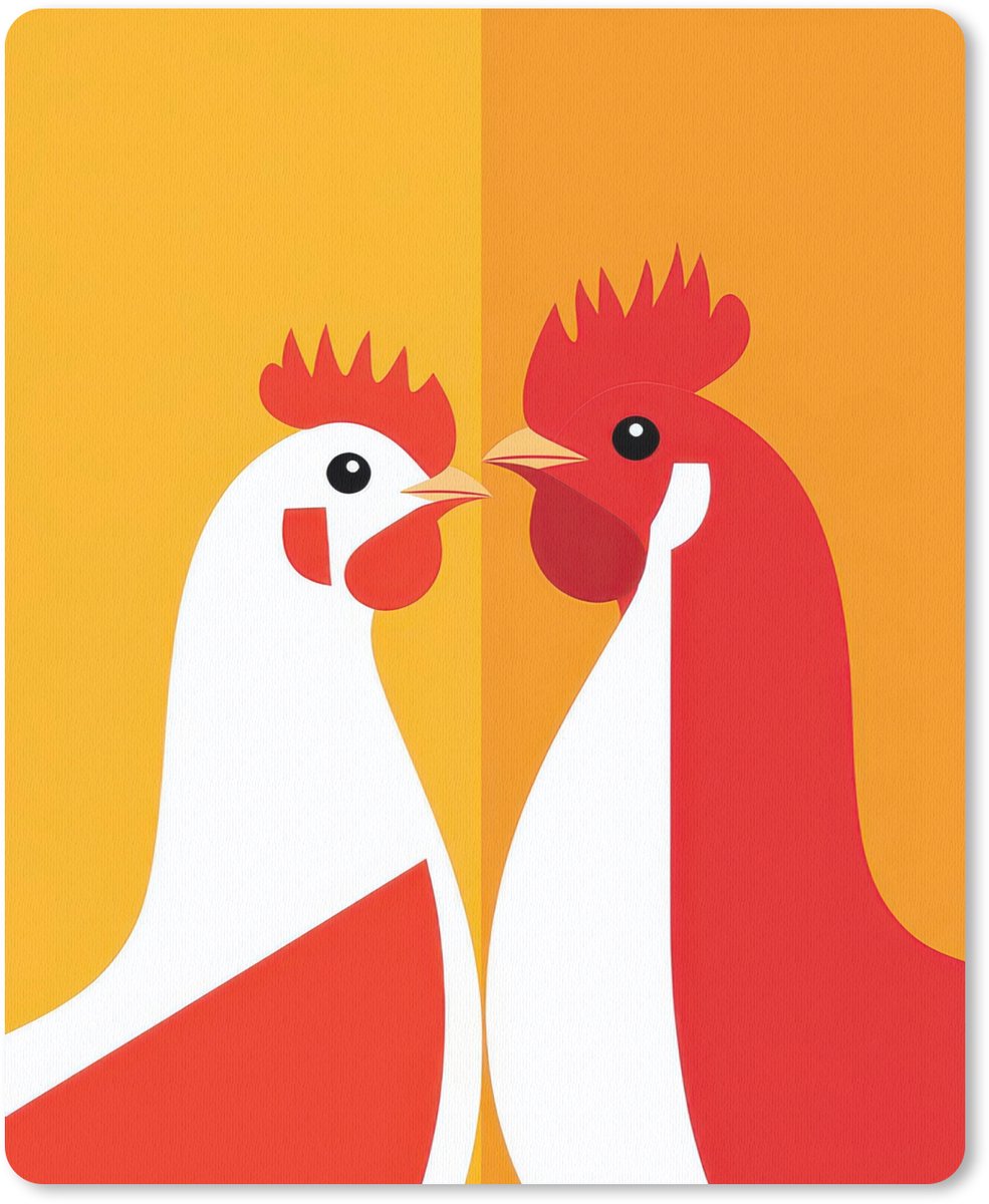 Muismat 19x23 cm - Mousepad Kippen - Oranje - Vlakken - Muismatten
