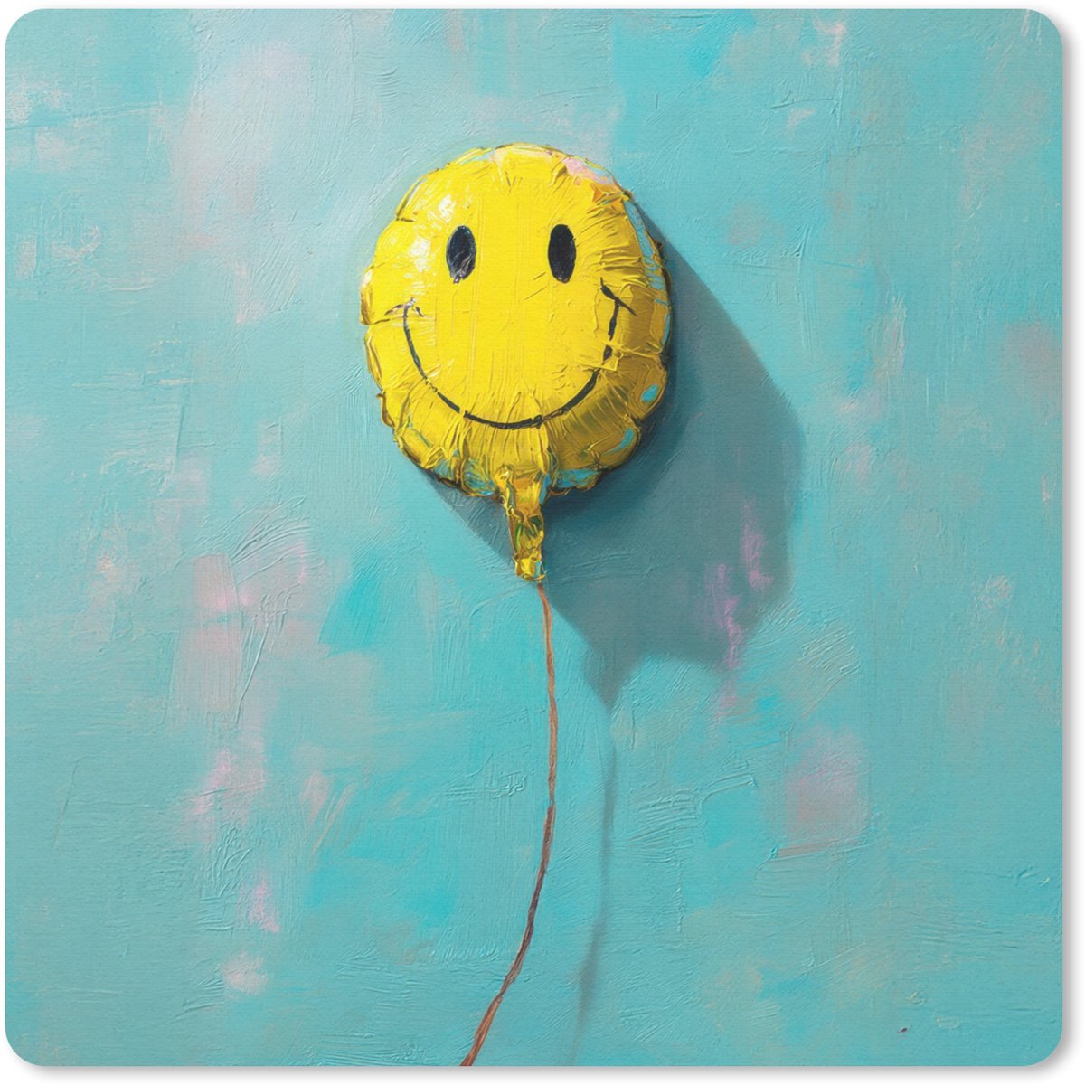 Muismat 20x20 cm - Mousepad Ballon - Geel - Smiley - Muismatten