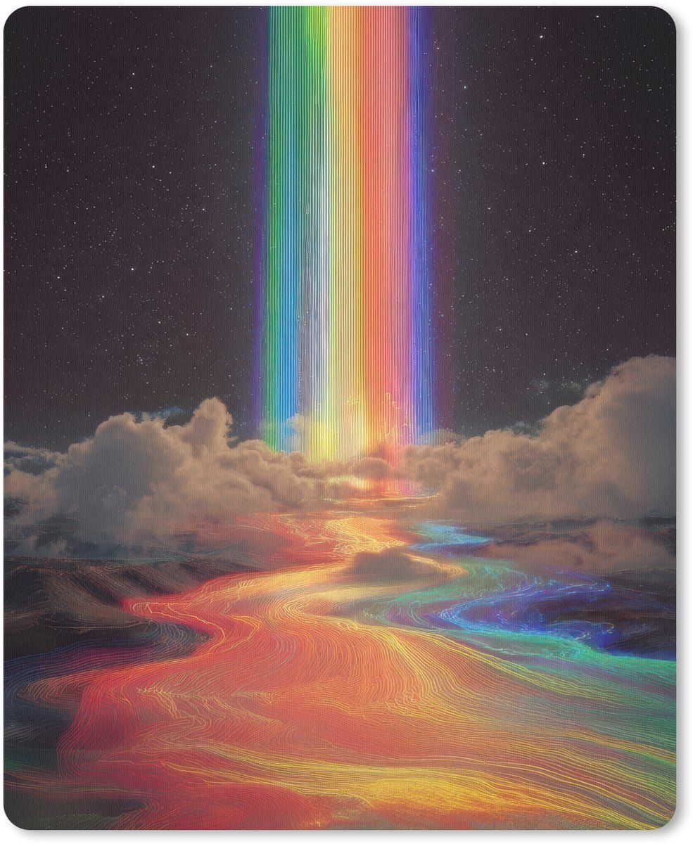 Muismat 19x23 cm - Mousepad Regenboog - Verticaal - Sterrenhemel - Wolken - Muismatten