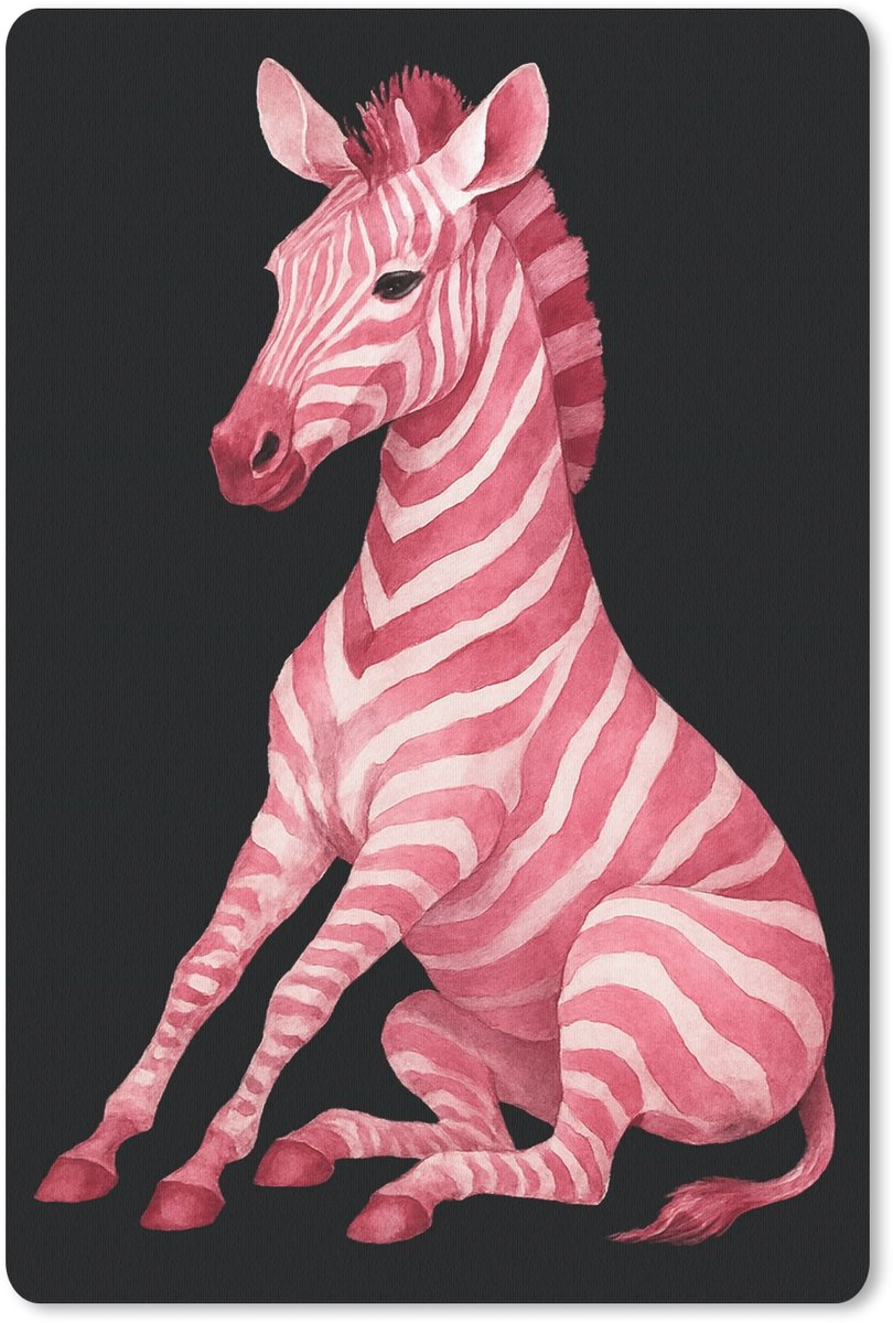 Muismat 18x27 cm - Mousepad Zebra - Roze - Gestreept - Muismatten