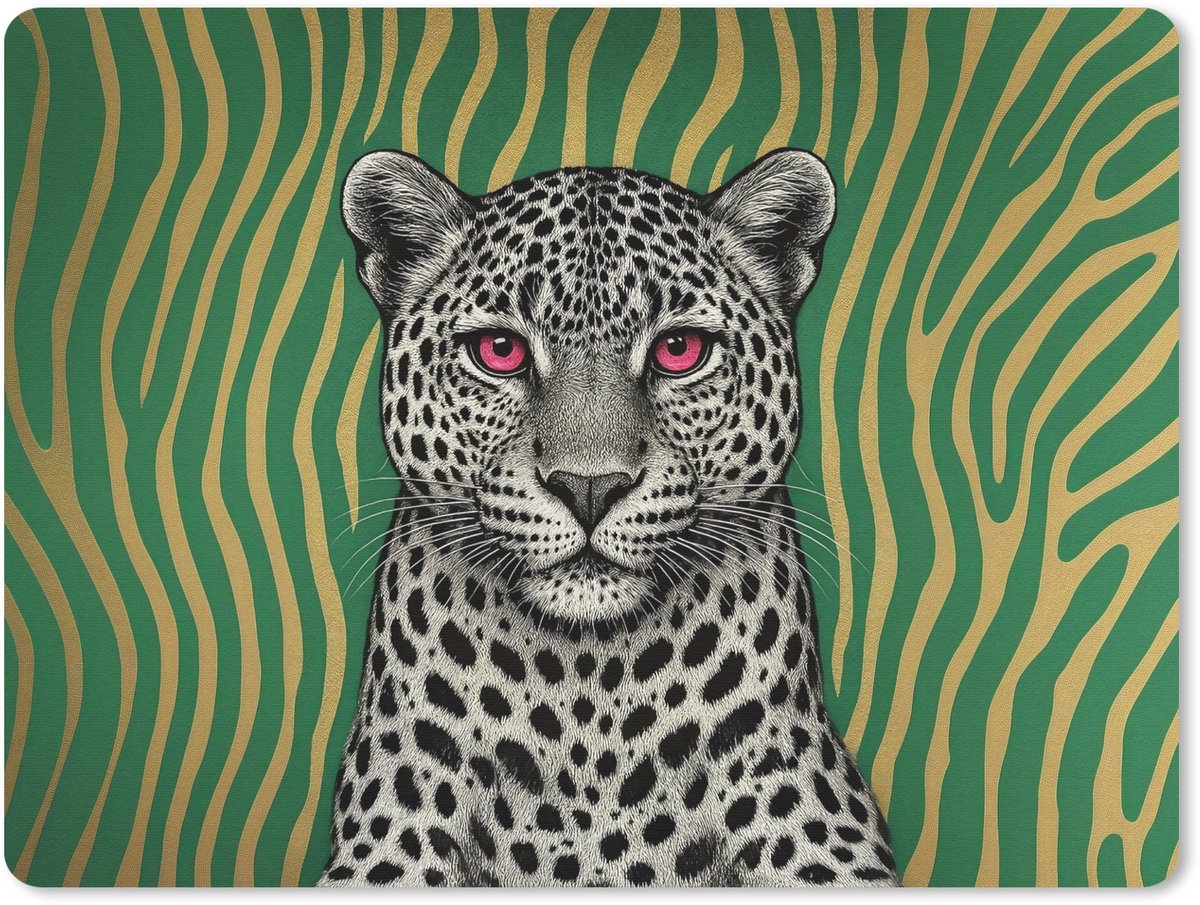 Muismat 23x19 cm - Mousepad Panter - Zebrapatroon - Groen - Muismatten