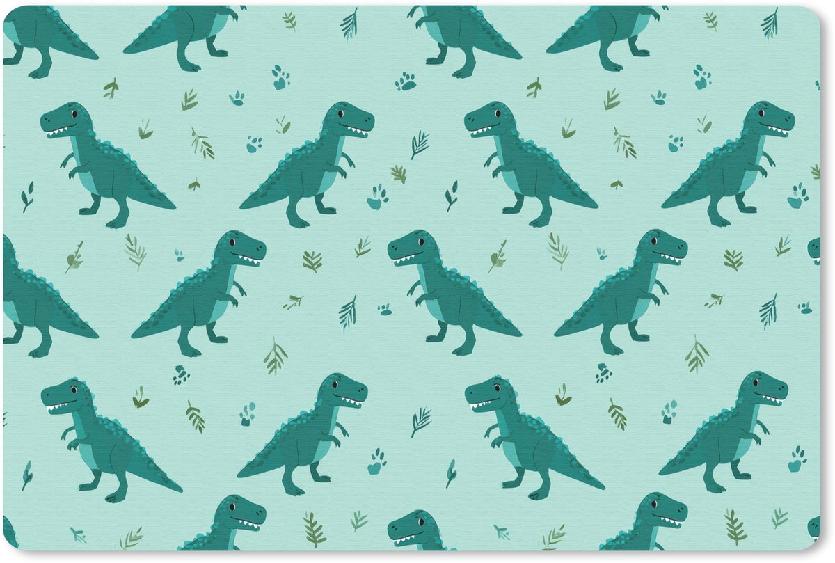 Muismat 27x18 cm - Mousepad Donkergroen - Dinosaurussen - Afdrukken - Bladeren - Muismatten